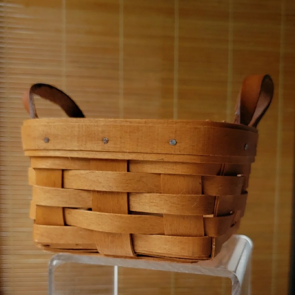 Longaberger Tan Accent Basket Handwoven Maple